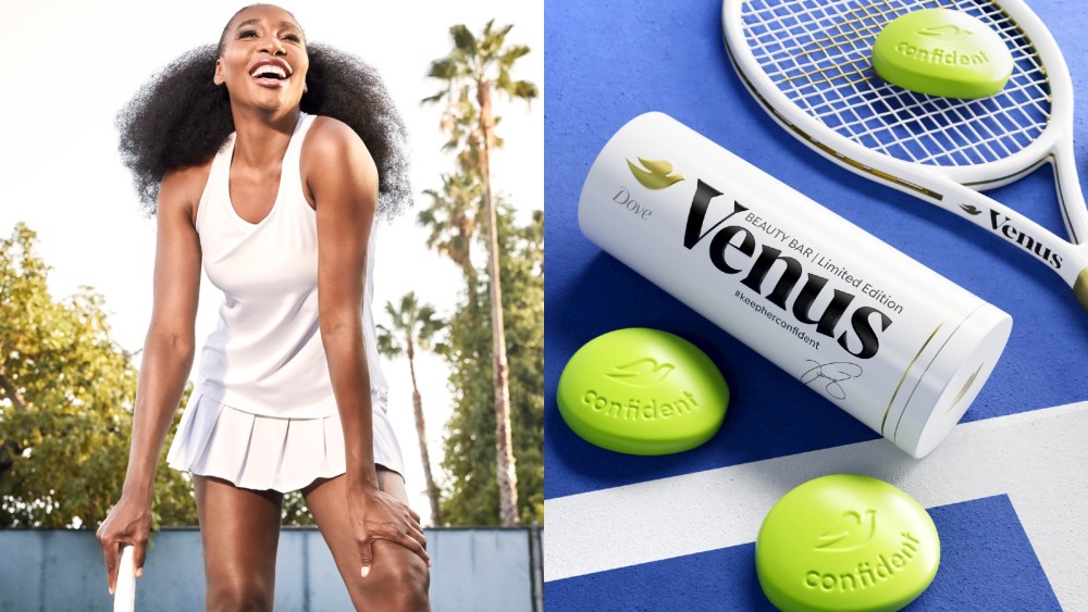 Venus Williams' Dove beauty bar. Dove will be one of the Unilever brands to benefit from in-house, AI driven fragrance development.