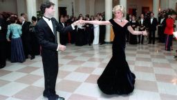 Princess Diana dancing with John Travolta at a White House dinner in November 1985.