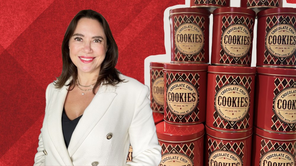 Red PR founder Julia Labaton and her signature holiday cookie tins.