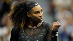Serena Williams is photographed during her first round match at the US Open tennis championship on August 29 in New York.
